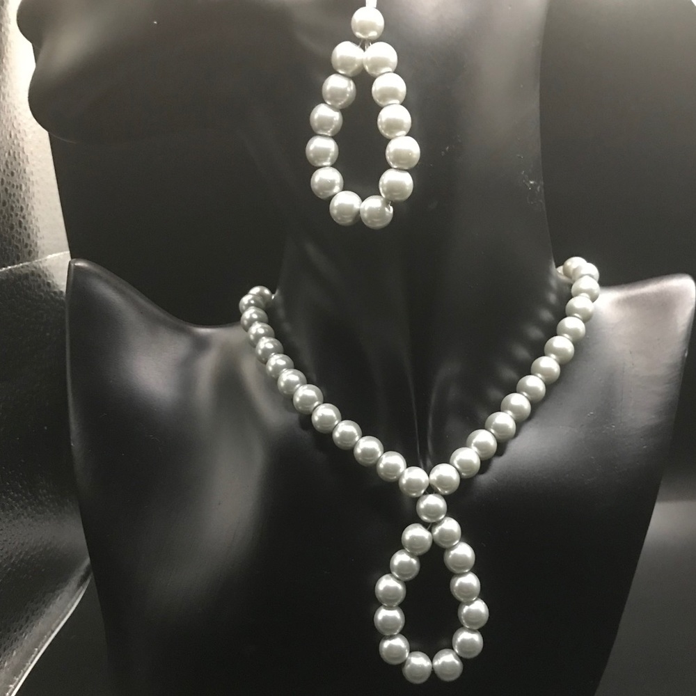Silver Glass Pearl Single Swirl Set